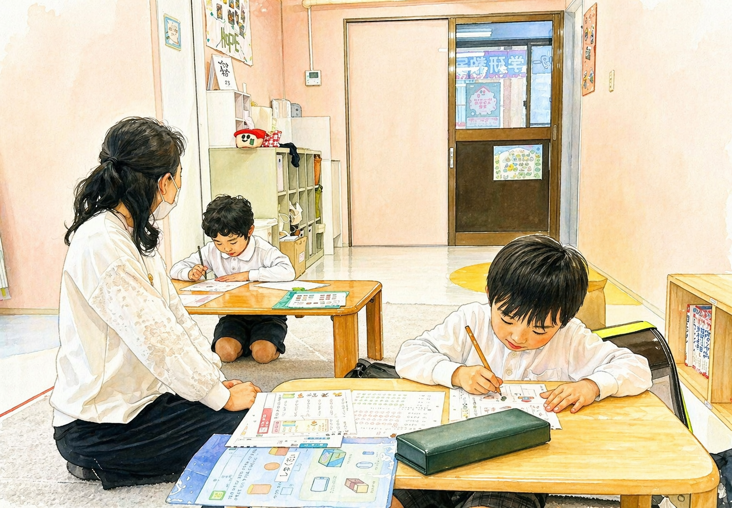 学研HOPE大路教室で学習する子どもたち
